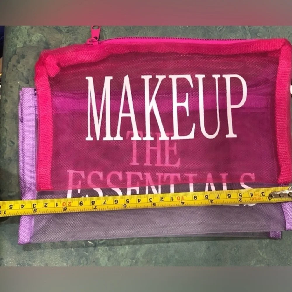 3pack Pink Makeup Purple & Black The Essentials mesh‎ cosmetic beauty bags pouch